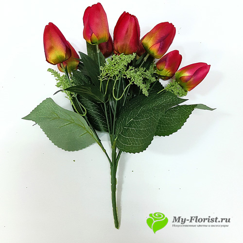 Искусственные цветы и букеты - Букет тюльпанов "Стеша" 42 см. 