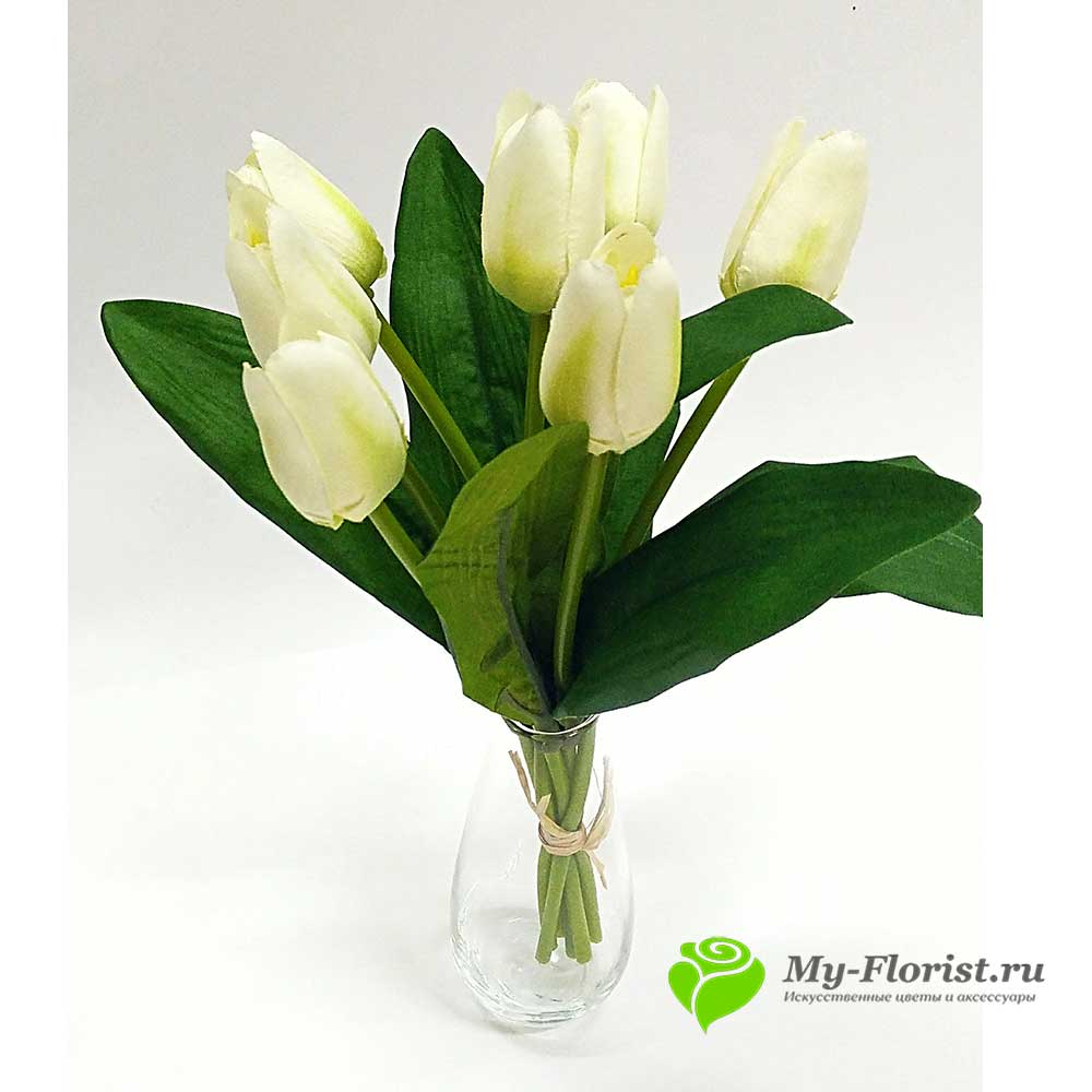 Искусственные цветы и букеты - Тюльпаны "Максим" 30 см. (Белый)