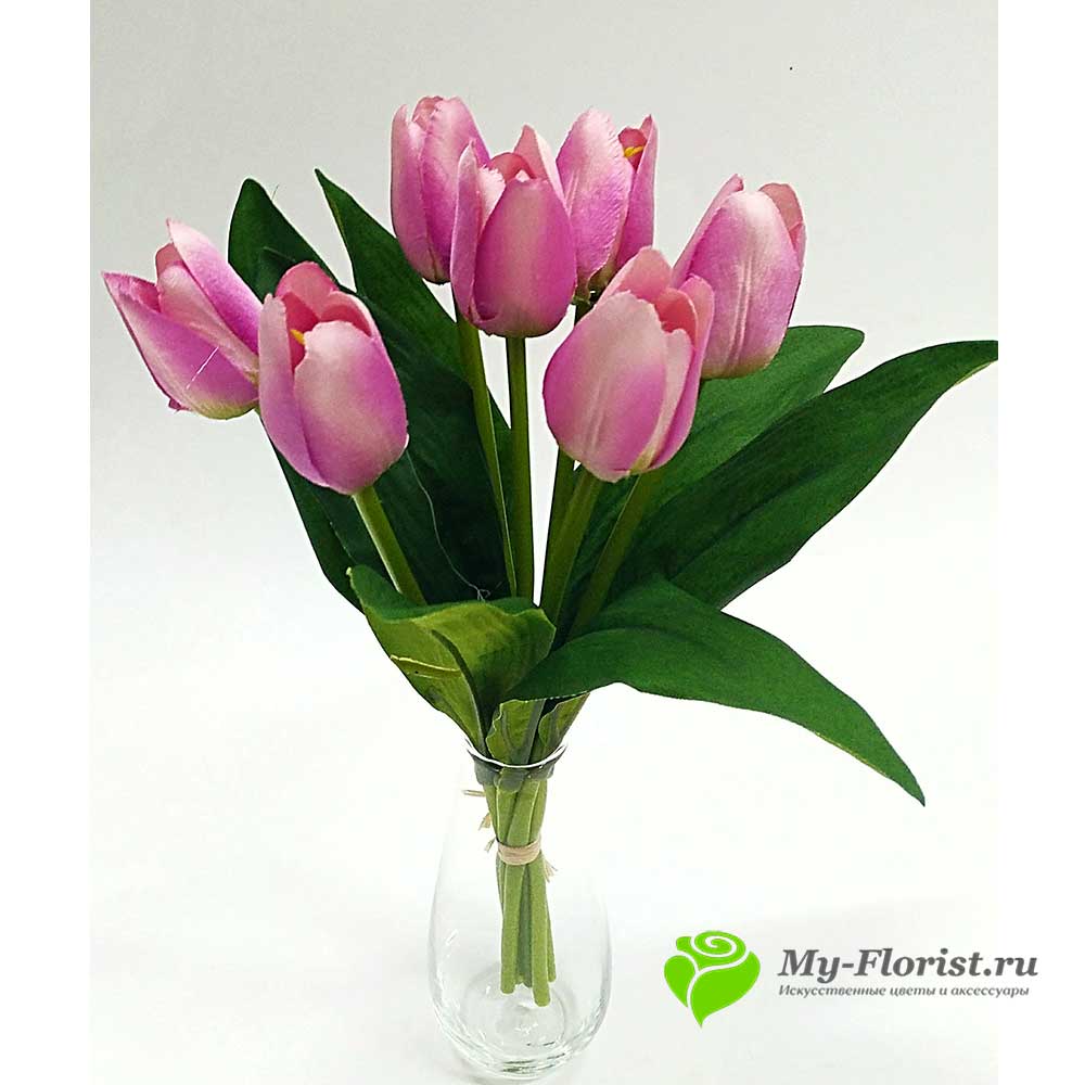 Искусственные цветы и букеты - Тюльпаны "Максим" 30 см. (Лиловый)
