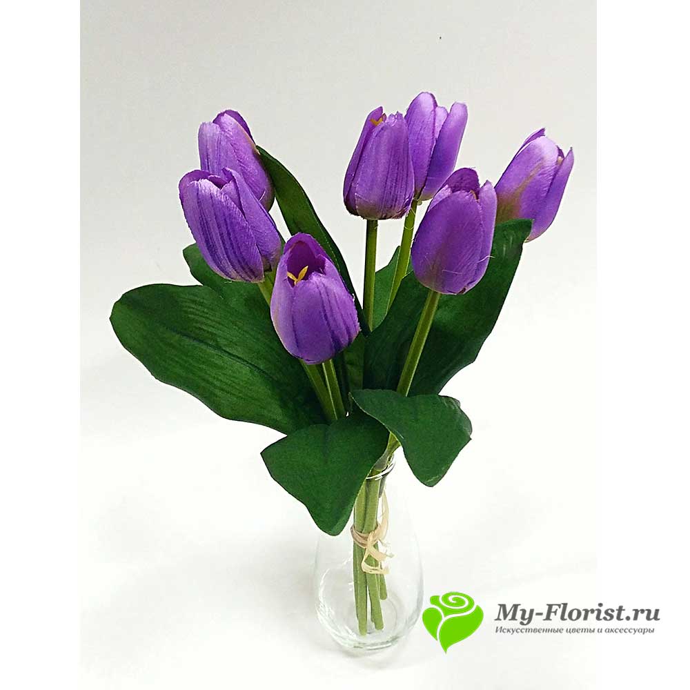 Искусственные цветы и букеты - Тюльпаны "Максим" 30 см. (Сиреневый)