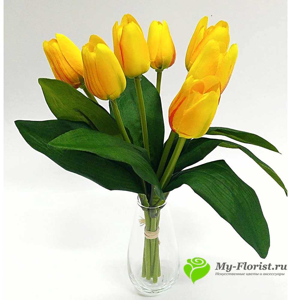 Искусственные цветы и букеты - Тюльпаны "Максим" 30 см. (Желтый)