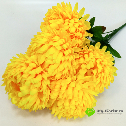 Искусственные букеты в розницу - Хризантема "Монарх" 60 см (Желтый)