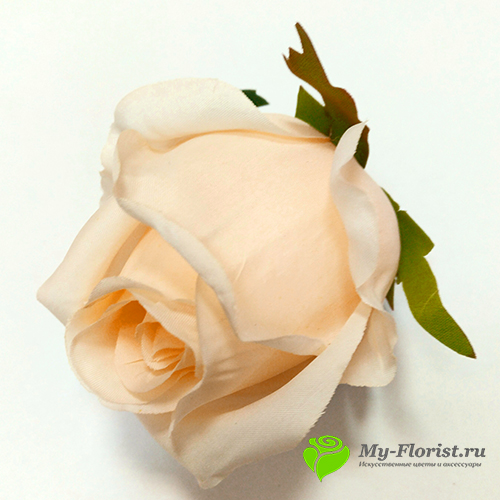 Головы искусственных цветов - Роза бутон "Ксюша" цветок D-8 см. (Кремовая)