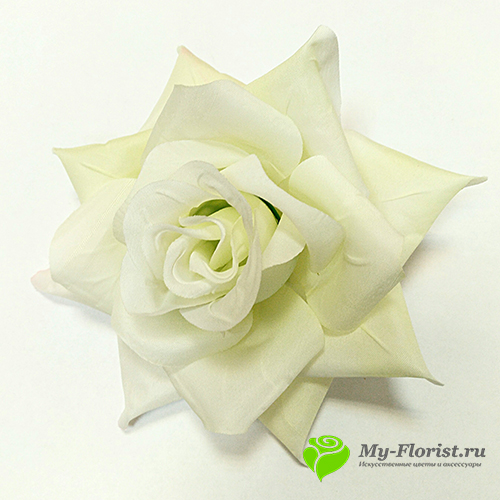 Головы искусственных цветов - Роза "Прелесть" цветок D-15,5 см. (Бело-Зеленая)