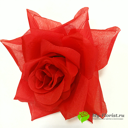 Головы искусственных цветов - Роза "Прелесть" цветок D-15,5 см. (Красная)