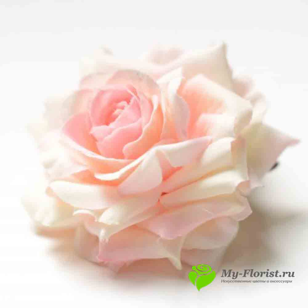 Головы искусственных цветов - Роза искусственная ПРИМАВЕРА голова бело-зеленая