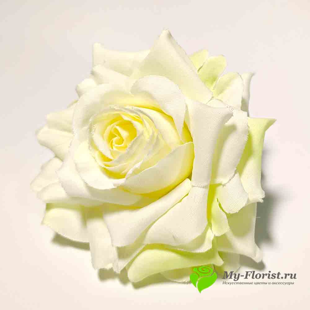 Головы искусственных цветов - Роза ПРИМАВЕРА D-8см Н-4см Бело-зеленая