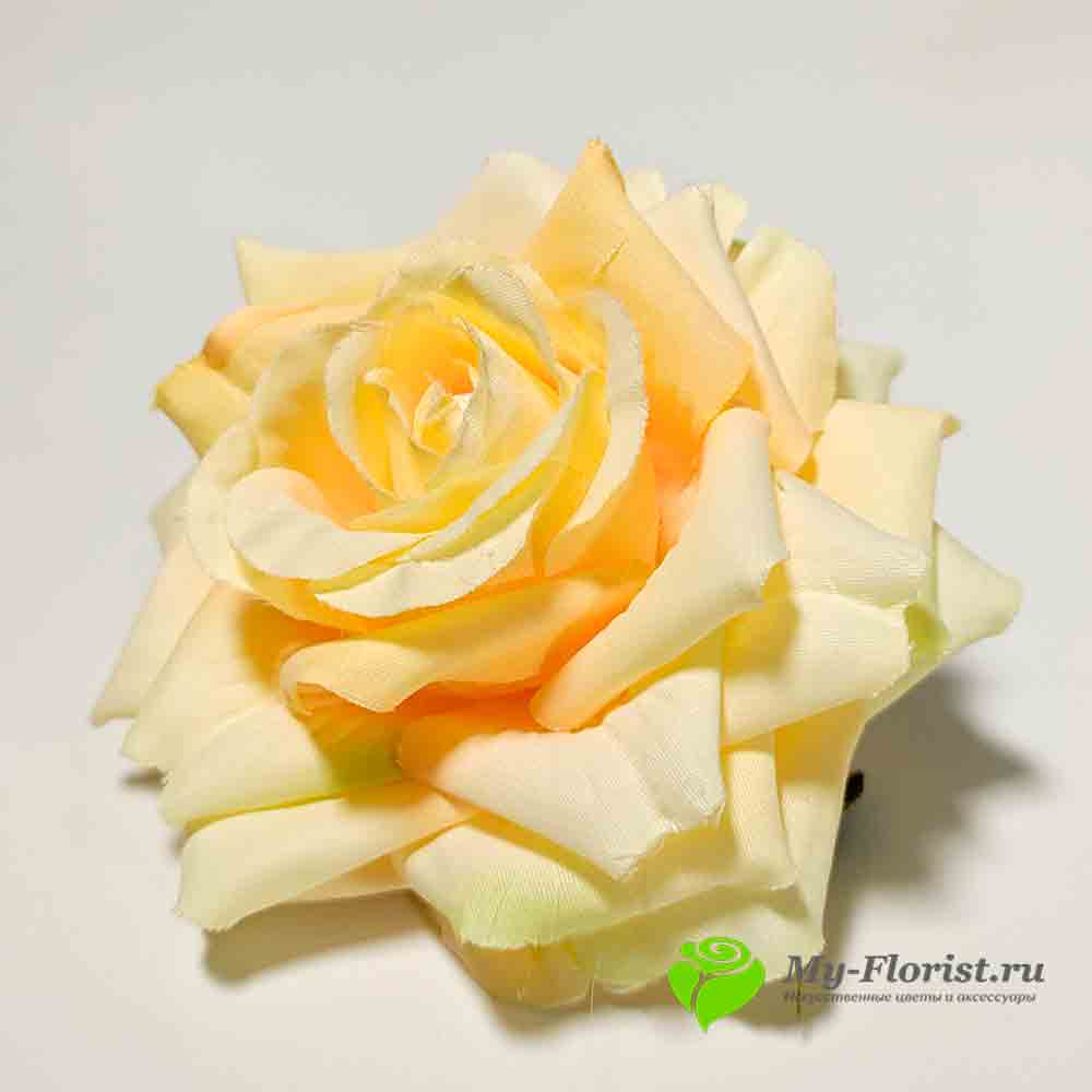 Головы искусственных цветов - Роза искусственная ПРИМАВЕРА голова бело-зеленая