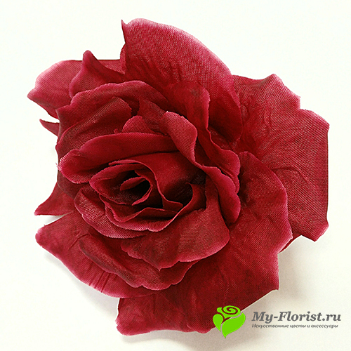 Головы искусственных цветов - Роза "Самбо" цветок D-11 см. (Бордовая)
