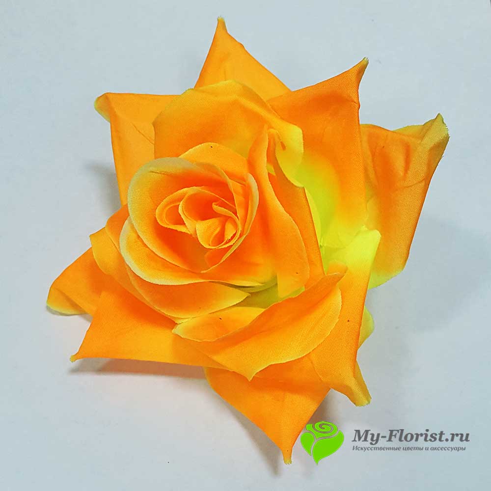 Головы искусственных цветов - Роза "Прелесть" цветок D-15,5 см. (Желтая)