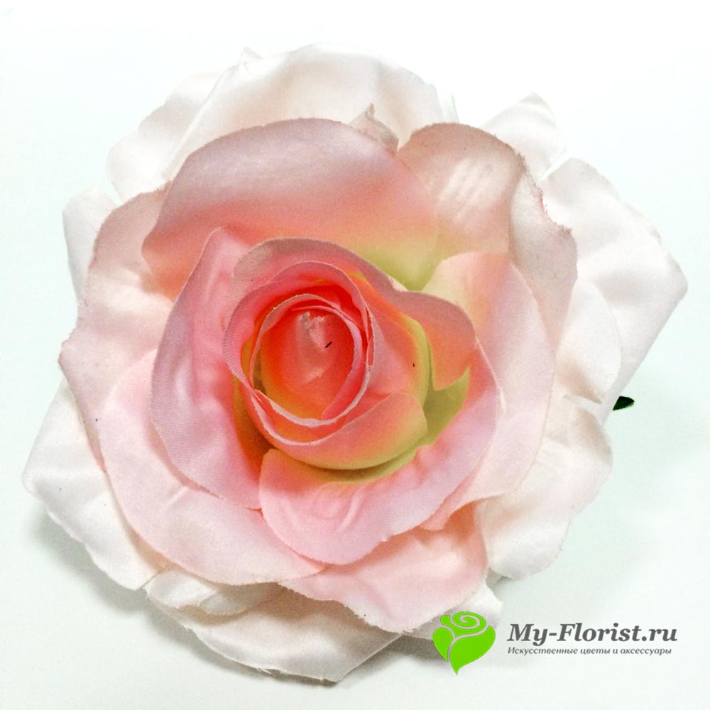 Головы искусственных цветов - Роза "Жизель" ⌀16см. (Белый/Розовый)