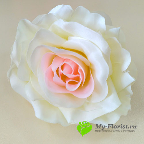 Головы искусственных цветов - Роза "Нежность" Бел-розовая