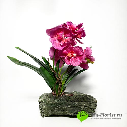Орхидея в кашпо лиловая H-29см купить в интернет-магазине My-Florist.ru