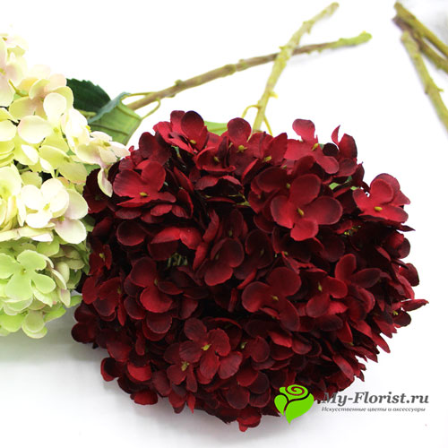 Купить искусственные цветы - Гортензия МЕГА H-80 см/ D-20см (Красная)