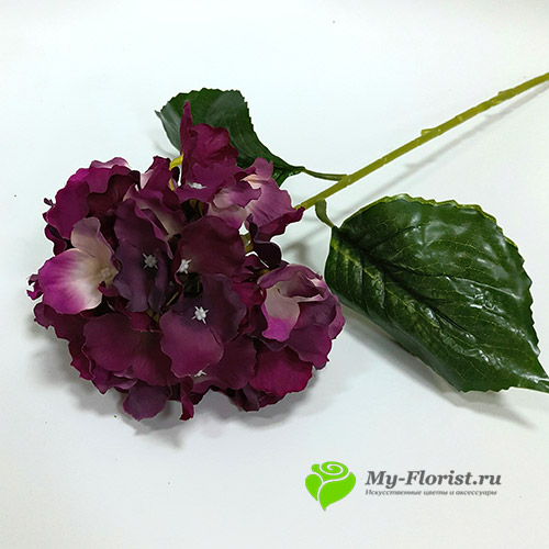 Купить искусственные цветы - Гортензия одноголовая "Анабель" 80 см. Бордовая
