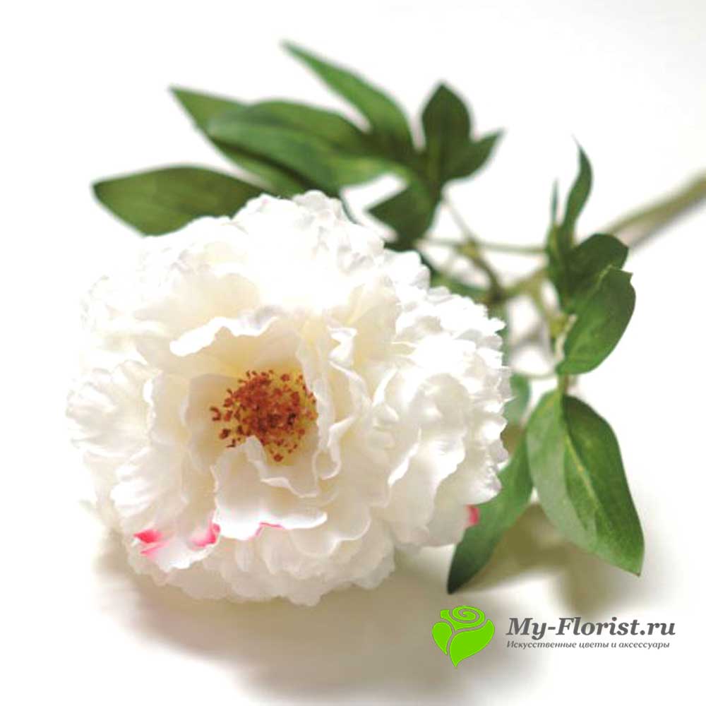 Купить искусственные цветы - Пион "Маркиз" 72 см. (Белый)