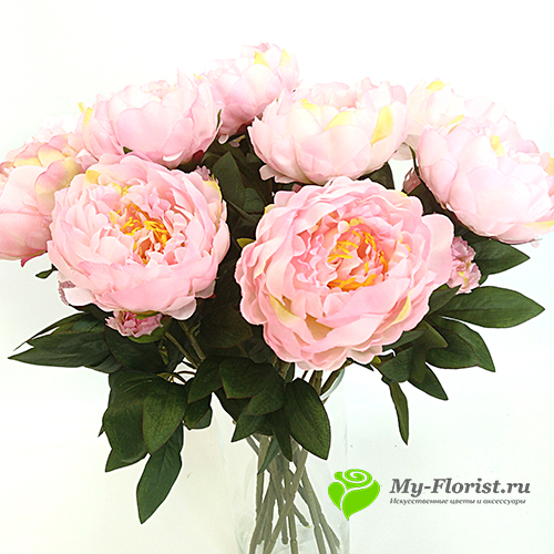 Искусственные цветы Премиум класса - Пион с бутоном 65см. (Розовый)