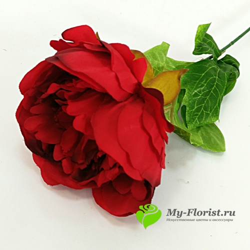 Купить искусственные цветы - Пион "Шаде" на ножке красный