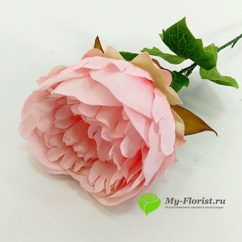 Купить искусственные цветы - Пион "Шаде" на ножке нежно-розовый