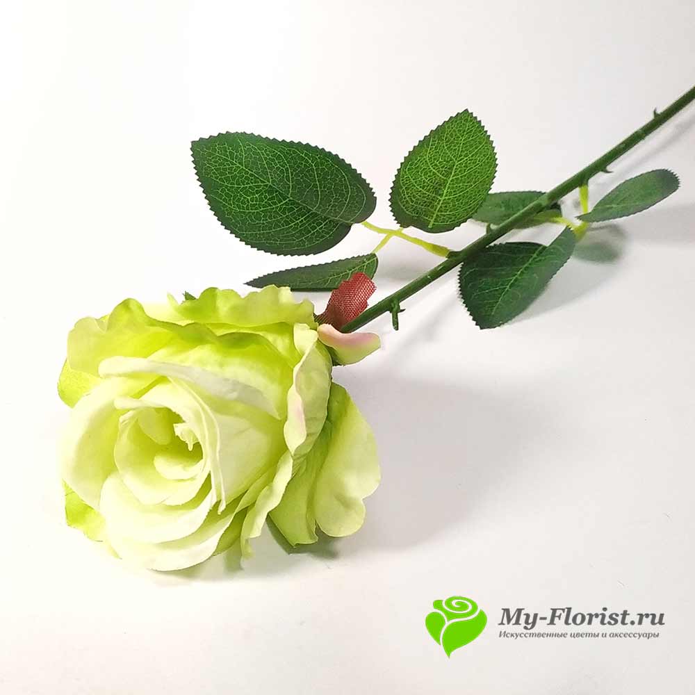Купить искусственные цветы в розницу - Роза "Байкал" 62 см. (Зеленая)
