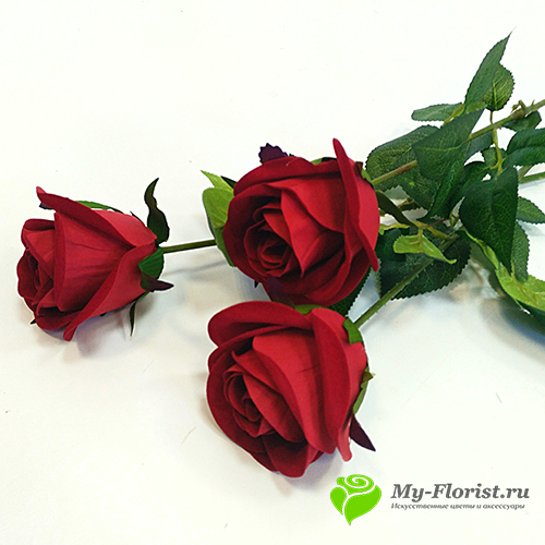 Купить искусственные цветы в розницу - Роза "Бархат" в бутоне 71 см (Красная)