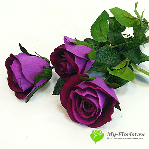 Купить искусственные цветы в розницу - Роза "Бархат" в бутоне 71 см (Лиловая)