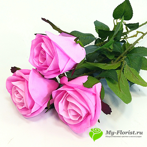 Купить искусственные цветы в розницу - Роза "Бархат" в бутоне 71 см (Розовая)