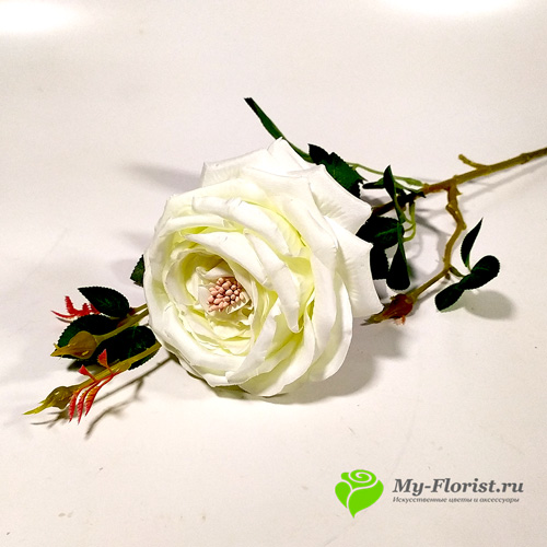 Купить искусственные цветы в розницу - Роза "Фиеста" 90 см (Белая)