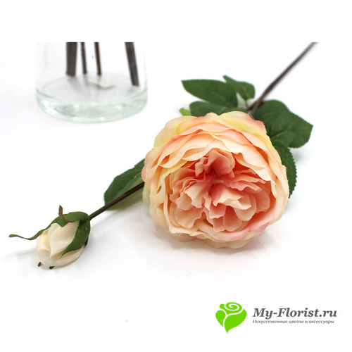 Купить искусственные цветы в розницу - Роза пионовидная ЛЕЙЛА 78см (Персиковая)