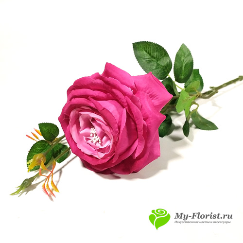 Купить искусственные цветы в розницу - Роза "Фиеста" 90 см (Малиновая)
