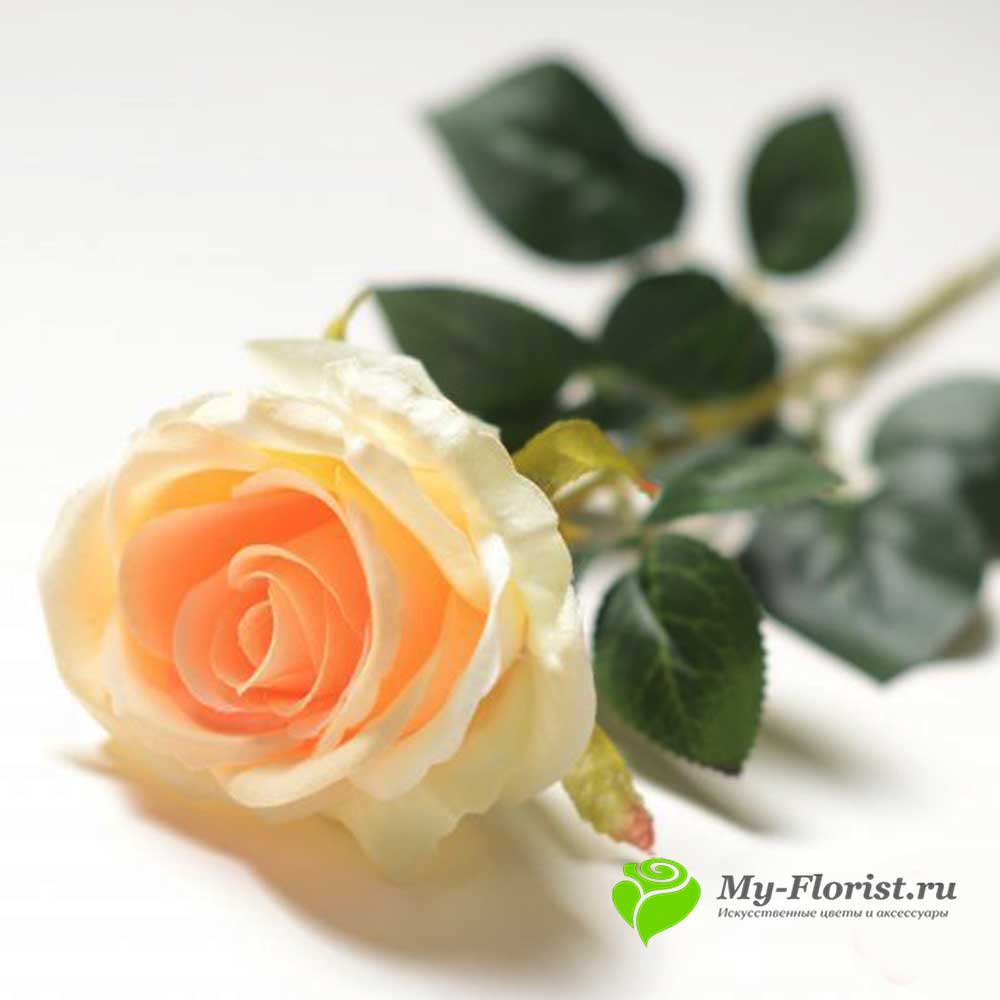 Купить искусственные цветы - Роза "Винтаж" 67 см (кремовая)