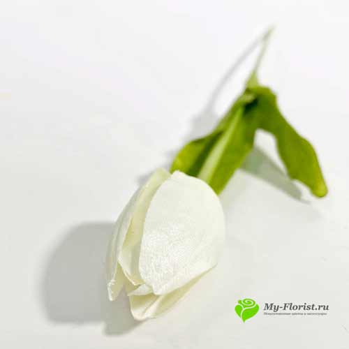 Купить искусственные цветы в розницу - Тюльпан "Альба" 40 см. (Белый)