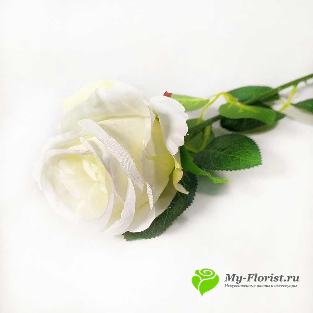 Купить искусственные цветы в розницу - Роза "Байкал" 62 см. (Белый)