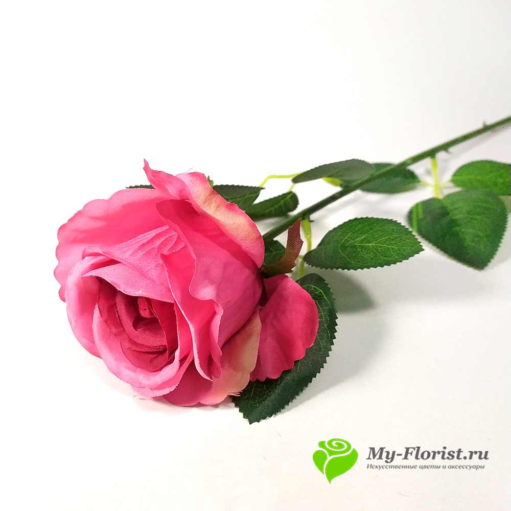Купить искусственные цветы в розницу - Роза "Байкал" 62 см. (Малиновая)
