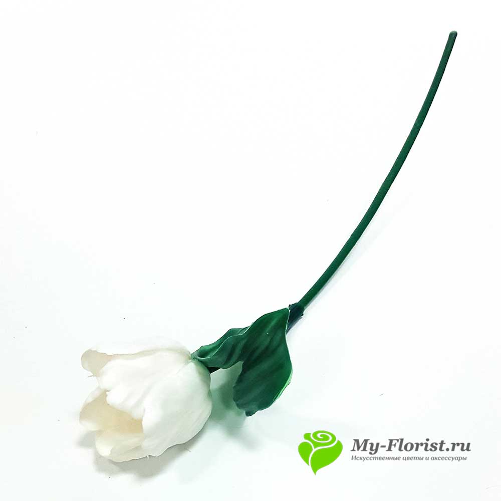 Купить искусственные цветы в розницу - Тюльпан пластиковый 43 см. (Белый)