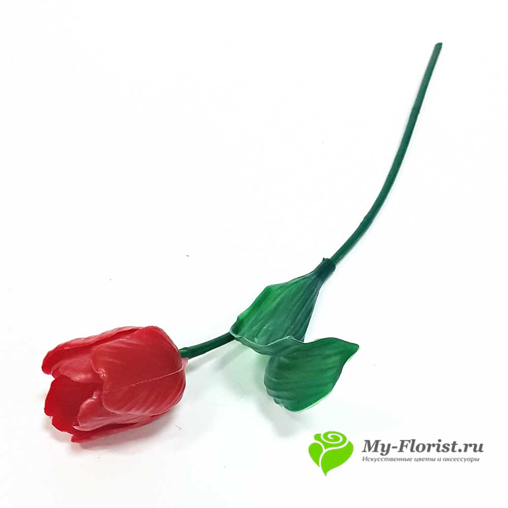Купить искусственные цветы в розницу - Тюльпан пластиковый 43 см. (Красный)