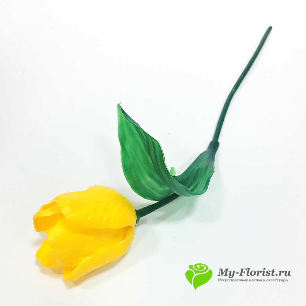 Купить искусственные цветы в розницу - Тюльпан пластиковый 43 см. (Желтый)