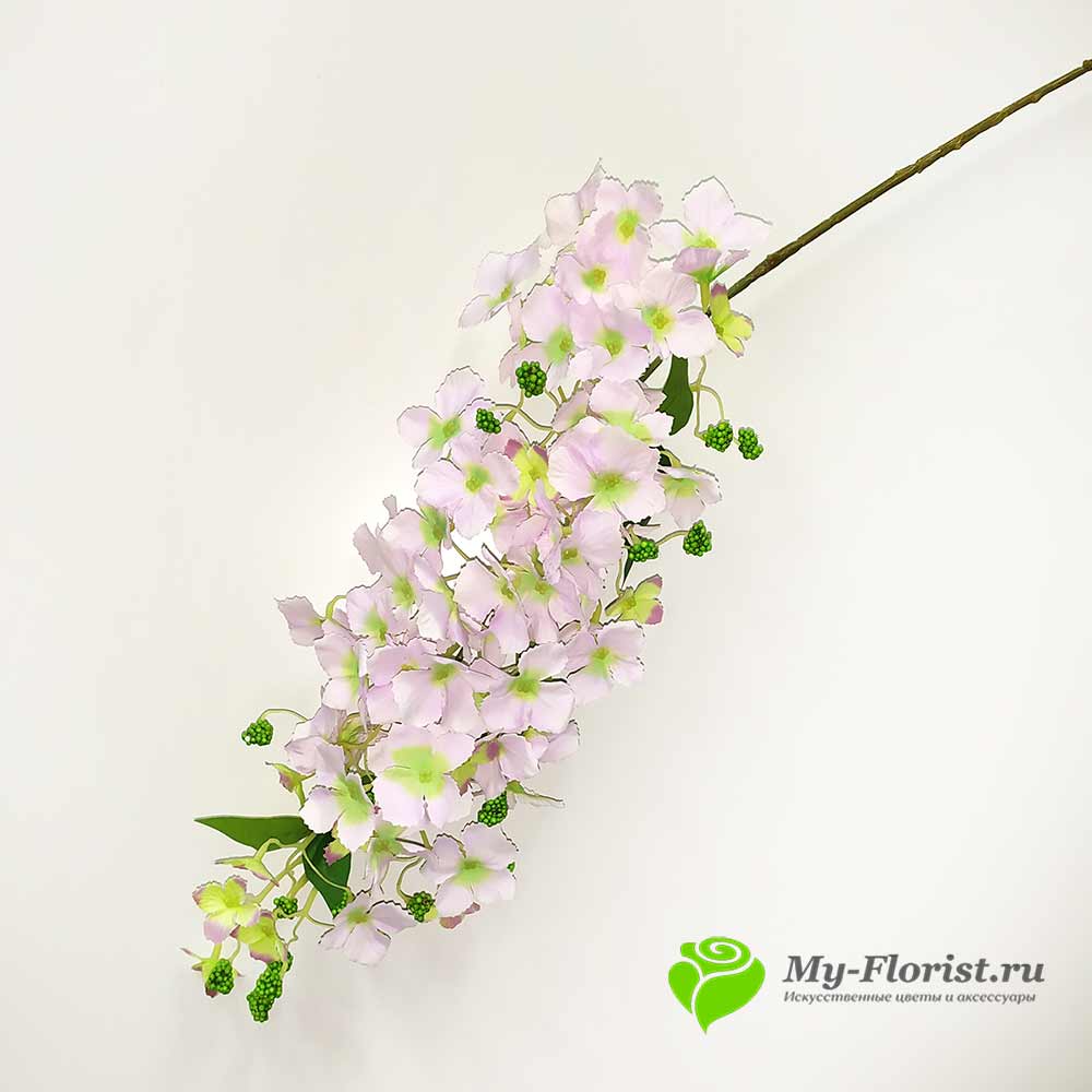 Искусственные ветки цветов -Гортензия ветка 110 см (Светло-сиреневая)
