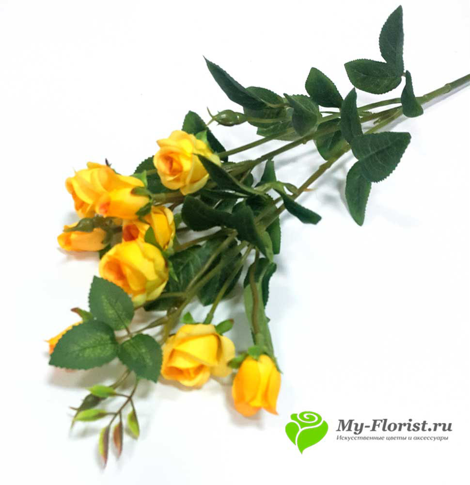 Кустовые розы для интерьера - Кустовая роза "Милания" ветка 70 см. (Желтая)