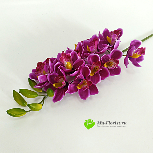 Искусственные ветки цветов - Орхидея цимбидиум 90см. (Лиловый)