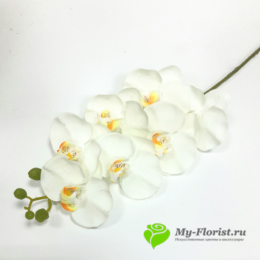 Орхидеи искусственные купить в москве - Орхидея ветка "Маквин" 81см. (Белая)