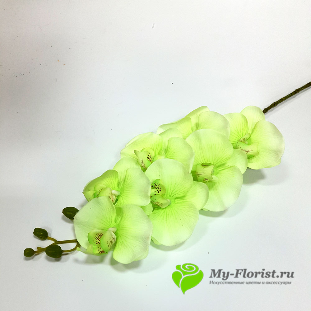 Орхидеи искусственные купить в москве - Орхидея ветка "Маквин" 81см. (Зеленая)