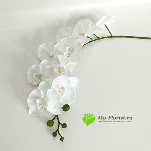 Искусственные ветки цветов - Орхидея "Макси" 123 см. (Белая)