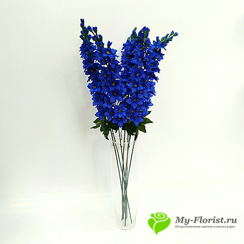 Искусственные ветки цветов - Дельфиниум "Салют" 85 см. (Синий)