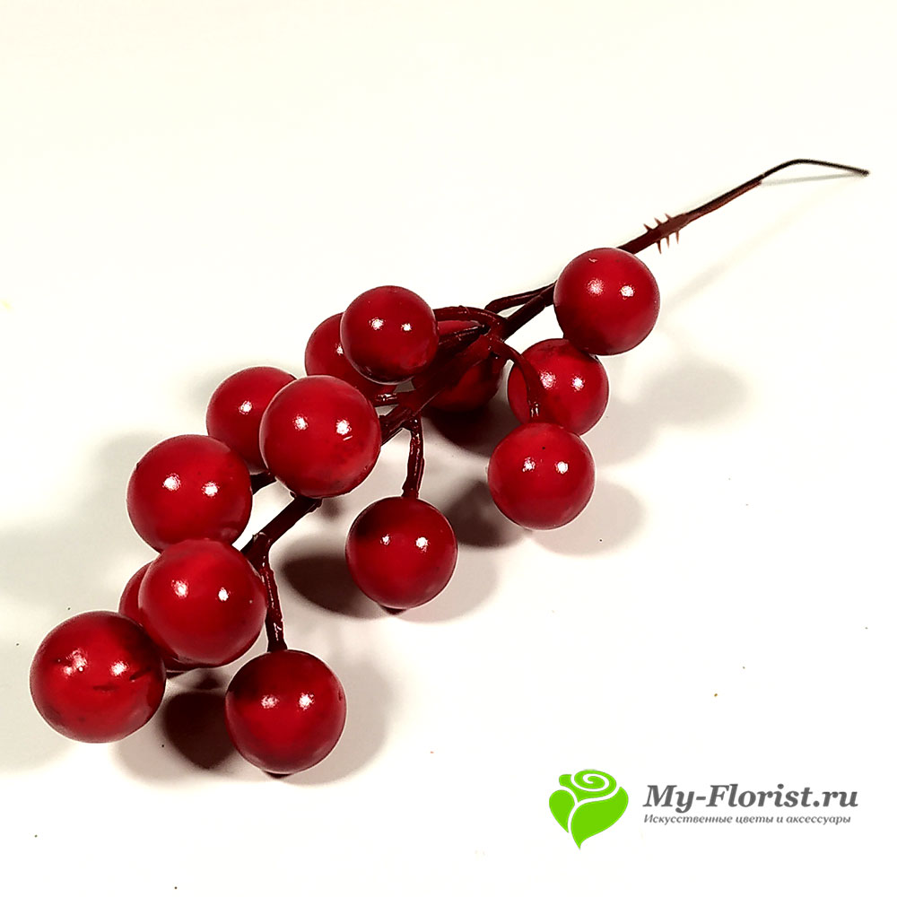 Искусственные ветки ягод - Ветка ягоды 20см (Красная)