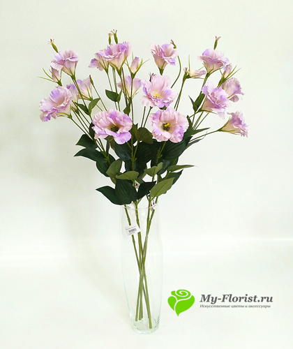 Искусственные ветки цветов - Ветка эустомы (лизиантус) сиреневая 83 см.