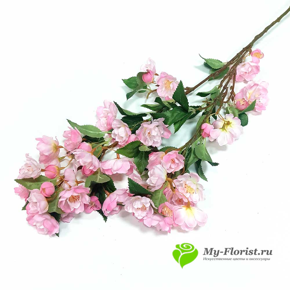 Искусственные ветки цветов - Яблоня ветка 90 см. (Розовая)