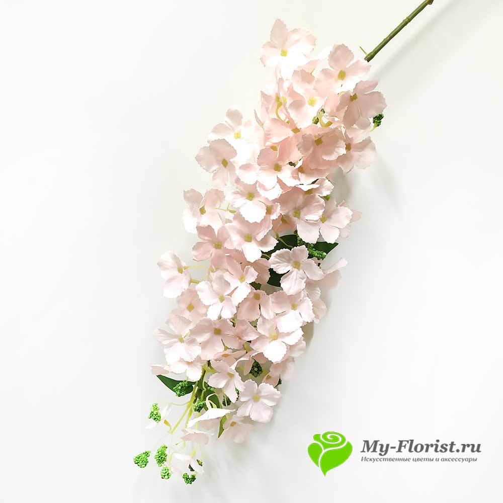 Розы на ветке искусственные купить в москве - Гортензия ветка 110 см (Розовая)