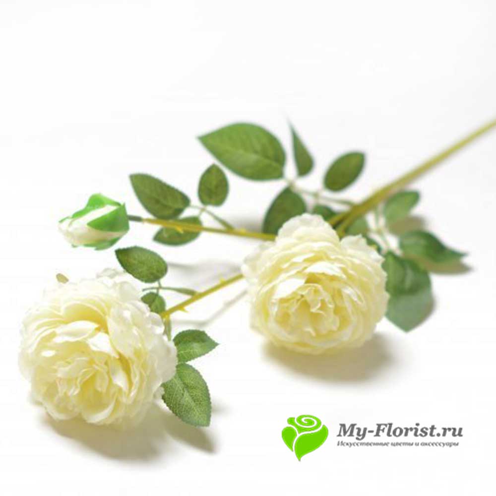 Розы на ветке искусственные купить в москве - Пионы ветка "Монтана" 65 см. (Белая)105см. (Кремовая)