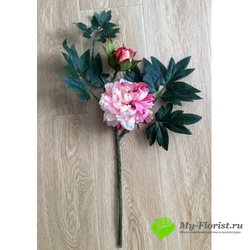 Искусственные ветки цветов - Пион на ветке H-60 см.(Розовый)